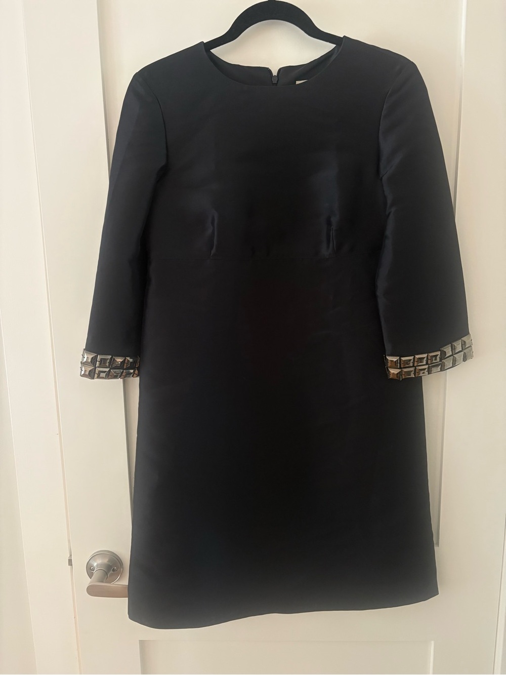 NWT BURBERRY London Black Embellished Sleeve Detail Shift Dress - Sz 4 US ITA 38
